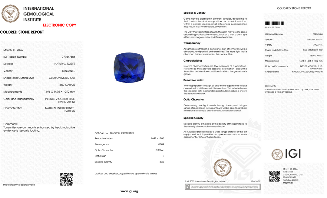 18,09 ct Tansanit "Midnight Aura" - Intensives Violettblau