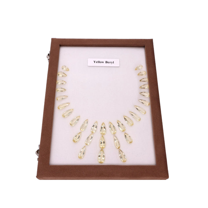 77.83 ct Yellow Beryl Set – 30 gemstones in teardrop shape